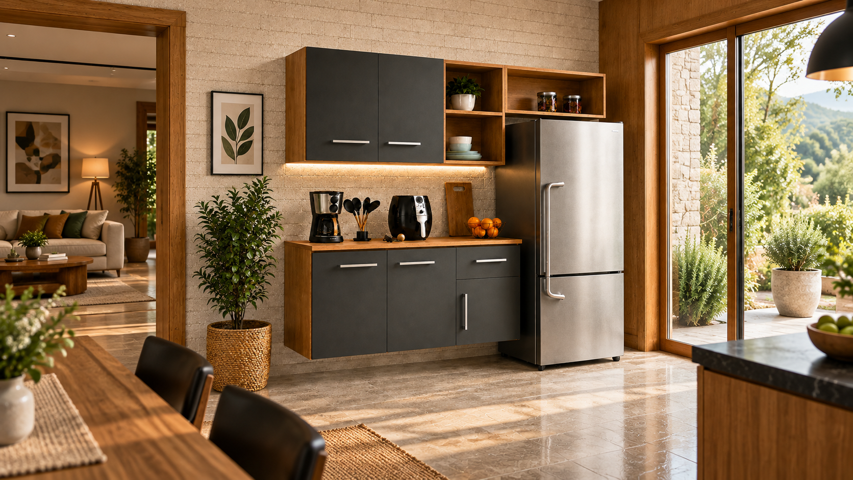 Cozinha Blue Moby em um ambiente decorado